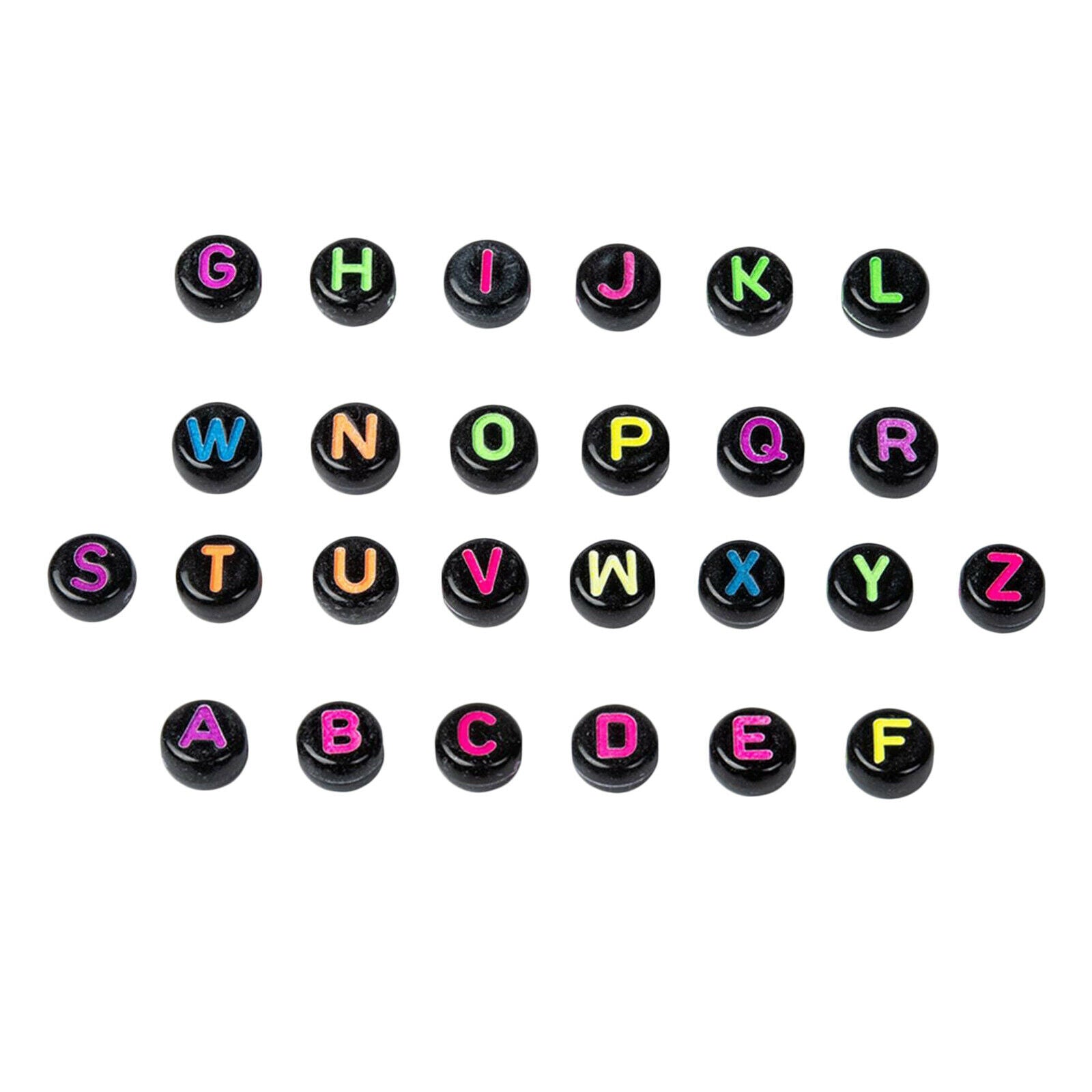Lot 2600Pcs Black 7mm Alphabet Beads Flat Round for Jewellery Making DIY