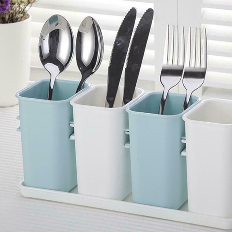 Kitchen Plastic Utensil Holder Flatware Silverware Cutlery Caddy Organizer Rack