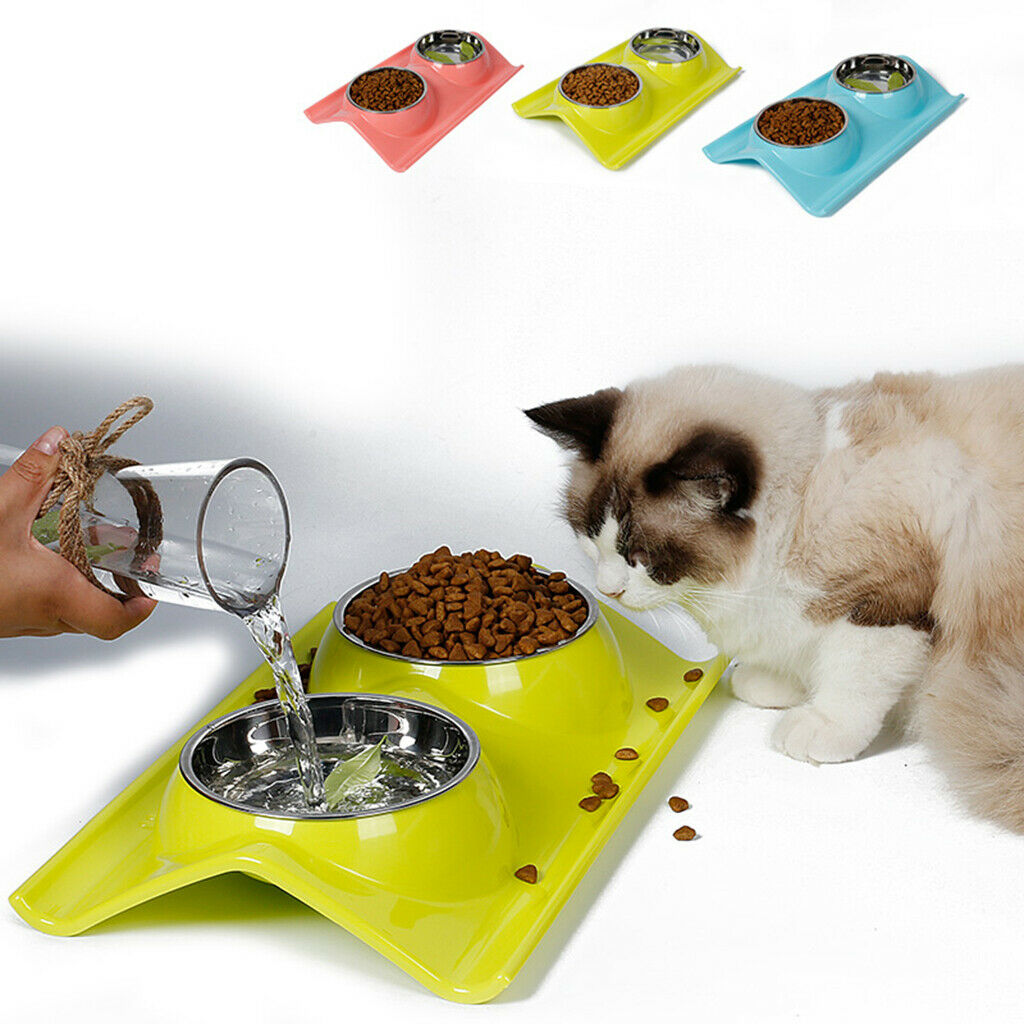 Stainless Steal Pet Food Water Dish Portable Puppy Cat Feeding Bowl Pink