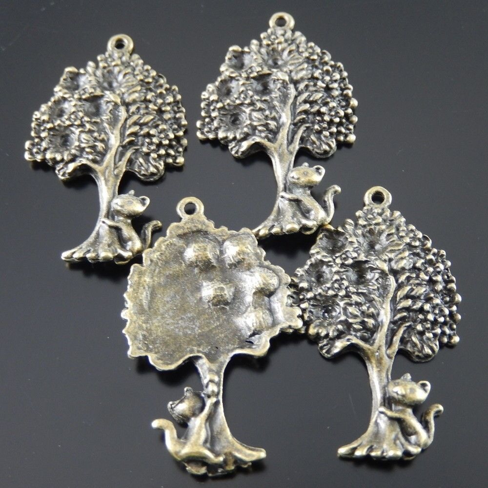 5 pcs Antiqued Bronze Alloy Large Tree Charms Pendant Jewelry Crafts 31646
