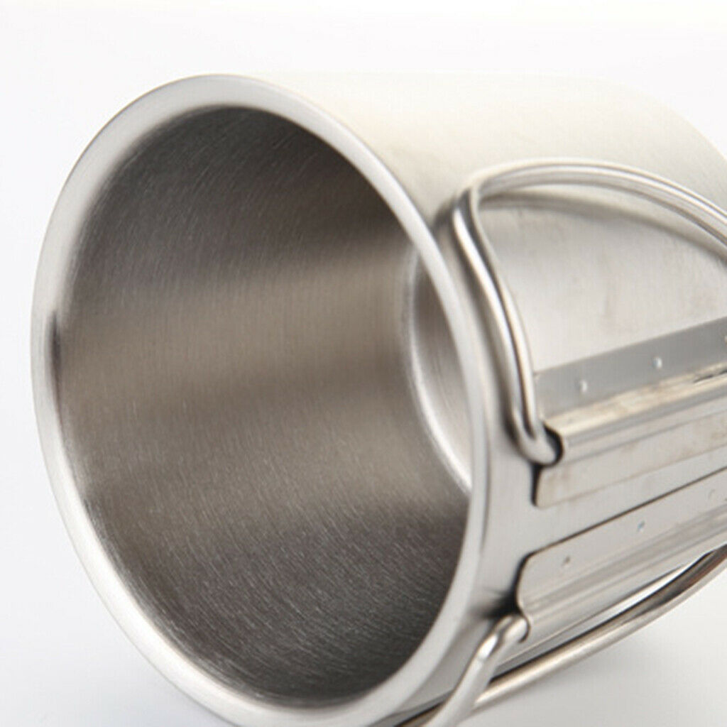 2Pcs Stainless Steel Mugs Metal Coffee Tea Cup Mug Cups Handles