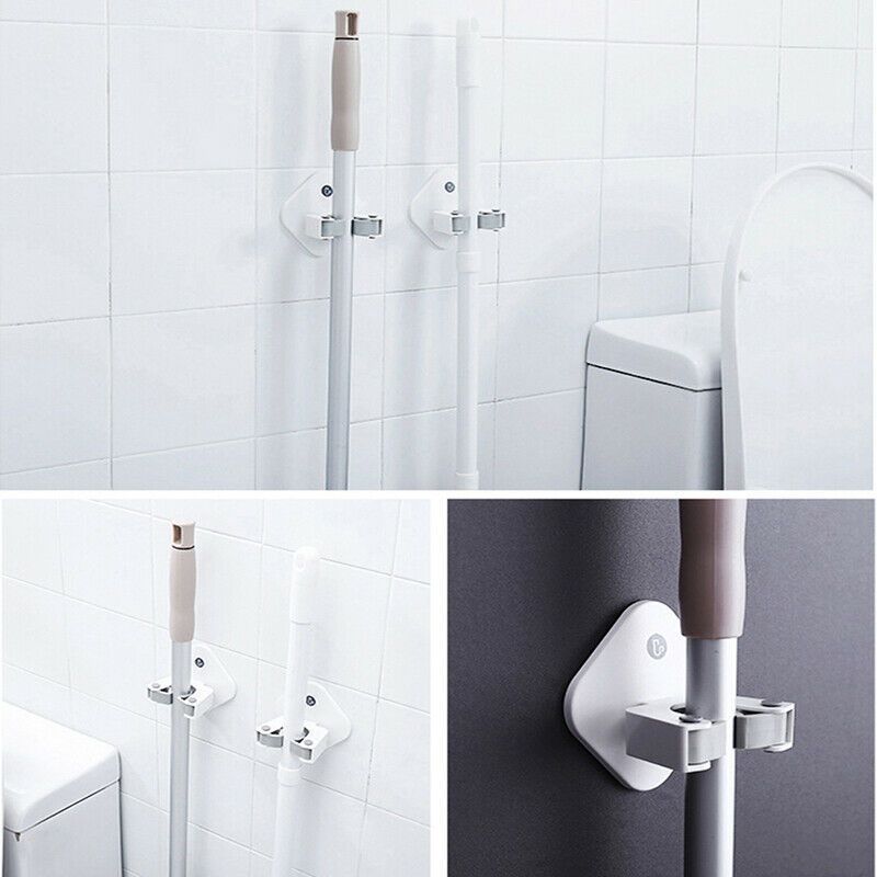 Adhesive Wall Mounted Mop Holder Broom Hanger Clip Hook Bathroom Organize.l8