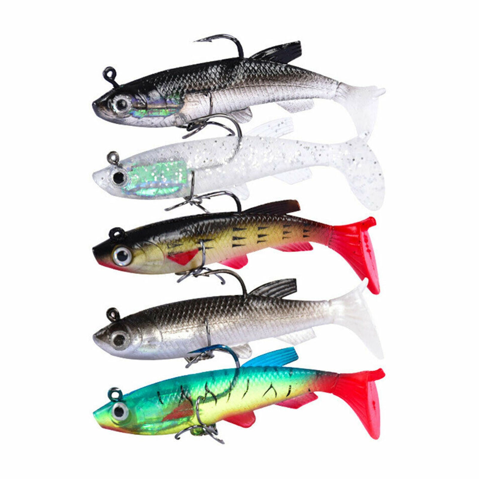 5Pcs Fishing Lures Kit Soft Bait Wobbler Artificial Lead Fish Pike Fish Jig Set
