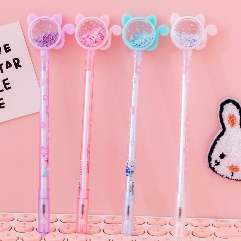 4 pcs Cartoon Black Gel Pen Refillable Smooth Writing Gel Pen for Gift Giveaway