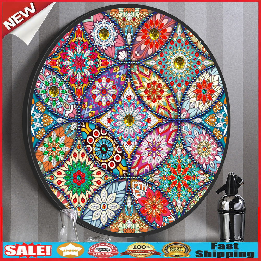 Mandala Pendant Coffee Tassel DIY Diamond Painting Special Shape Home Mural @