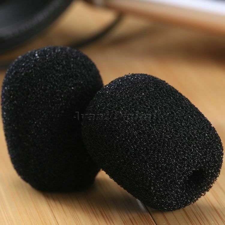25x6mm Black Mini Microphone Headset Windscreen Foam Headphone Mic Cover Caps