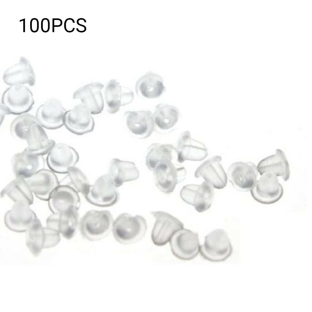 100pcs Earring Backs Set Transparent Plastic 4mm Locking Earring Backs Ear LIN