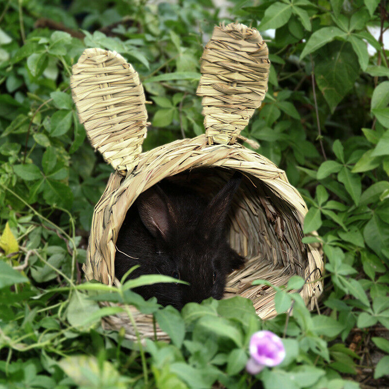 Straw Hamster Hut Creative Rabbit Bed Hand-Woven Small Animals House BreathaFCA