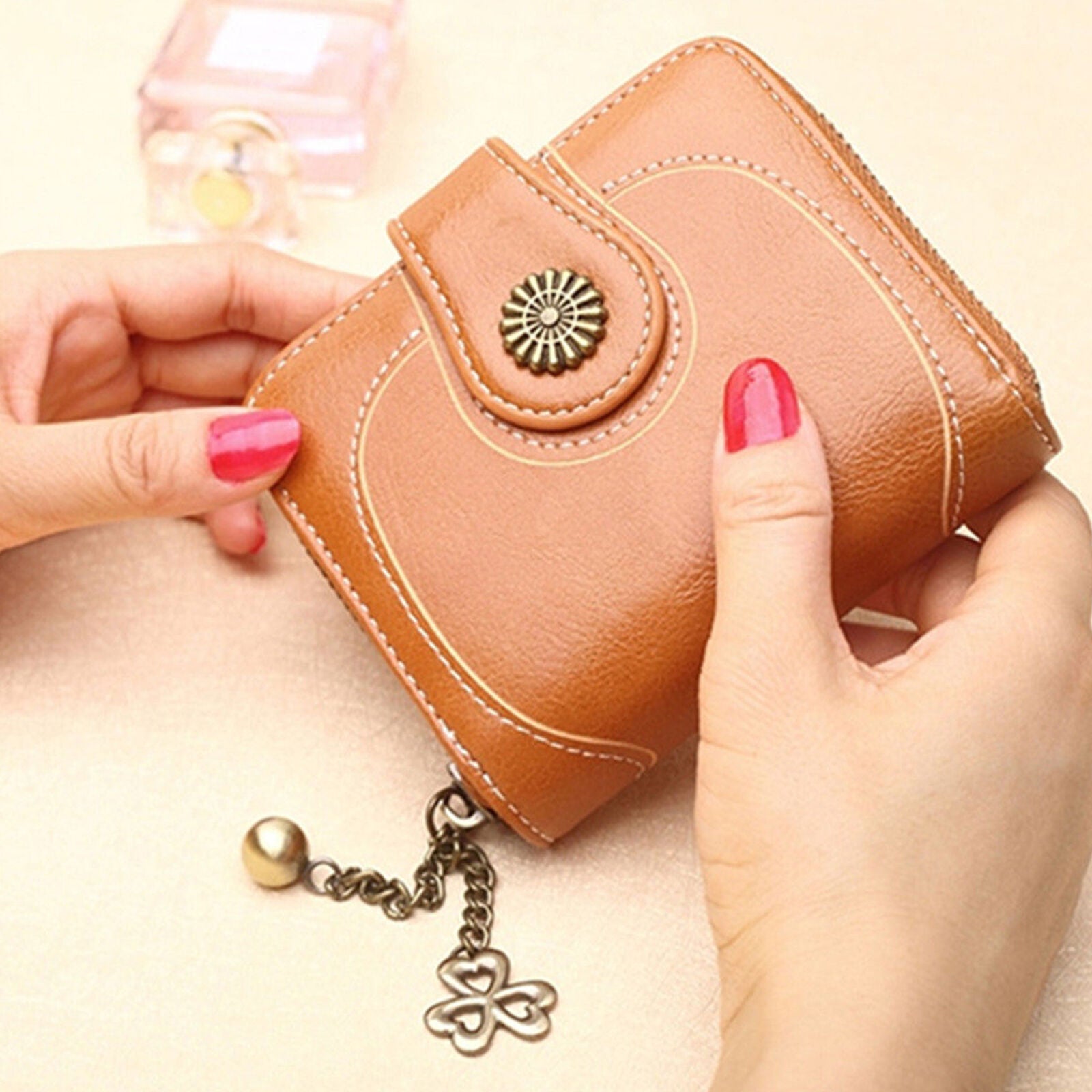 Womens Lady Bifold Coin Leather Cash Purse Card Holder Short Zipper Wallet New