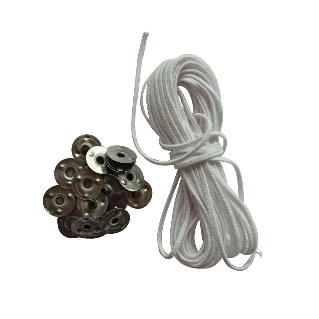 5m Pre Waxed Candle Wicks with 20pcs Sustainers DIY Smokeless Candle Making Gift