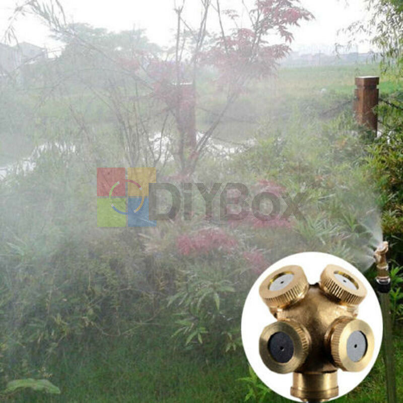 Brass Spray Misting Nozzle 4 Holes Garden Sprinklers Fit Hose Water Connector