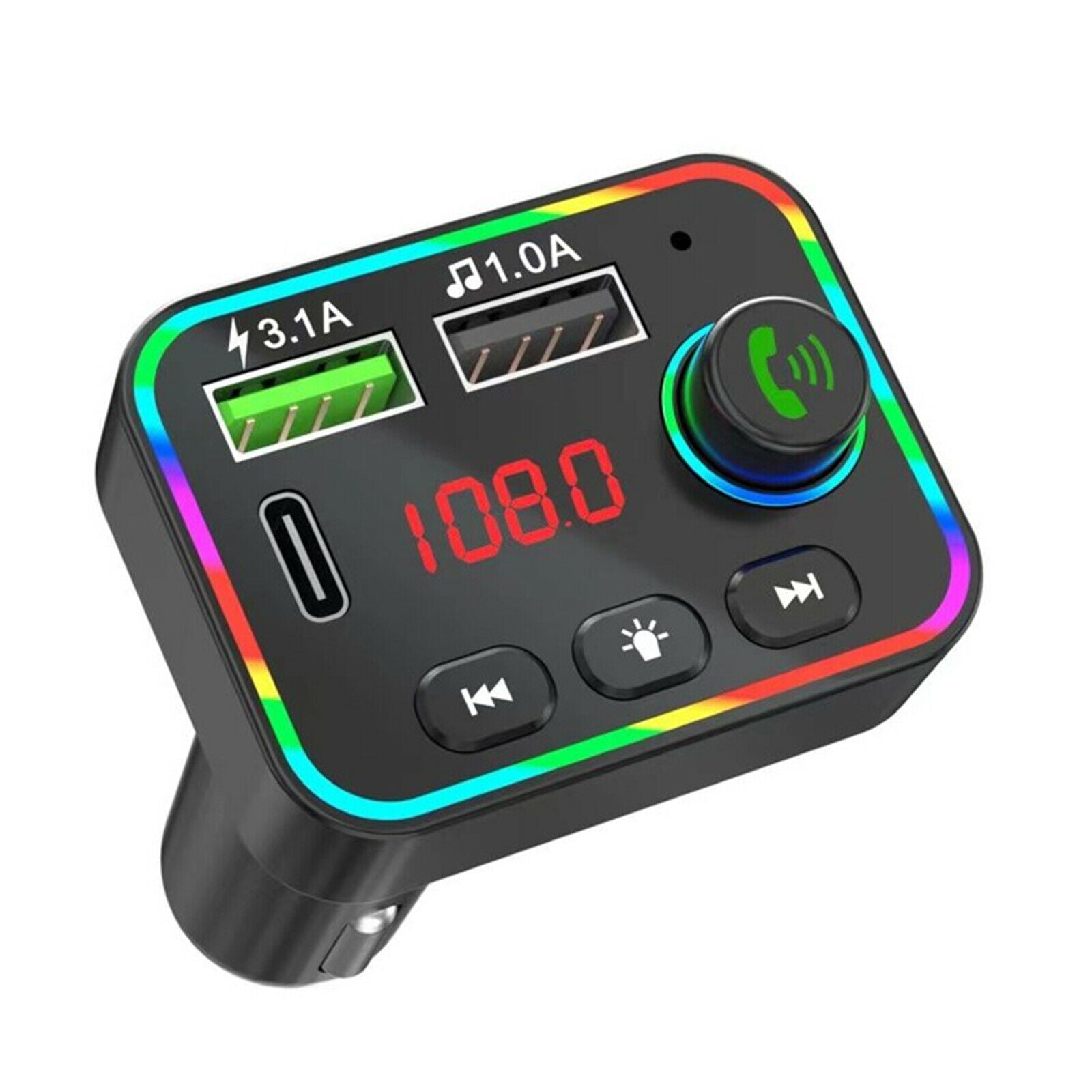 Quick 3.1 Fast Car Charger FM Transmitter Cigarette Lighter Voltage Display