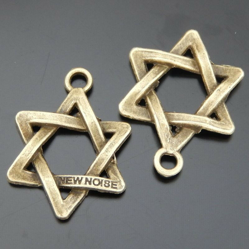 20 pcs Antiqued Bronze Alloy Hexagram Hollowed Charm Pendant Art Craft 23*19*3mm