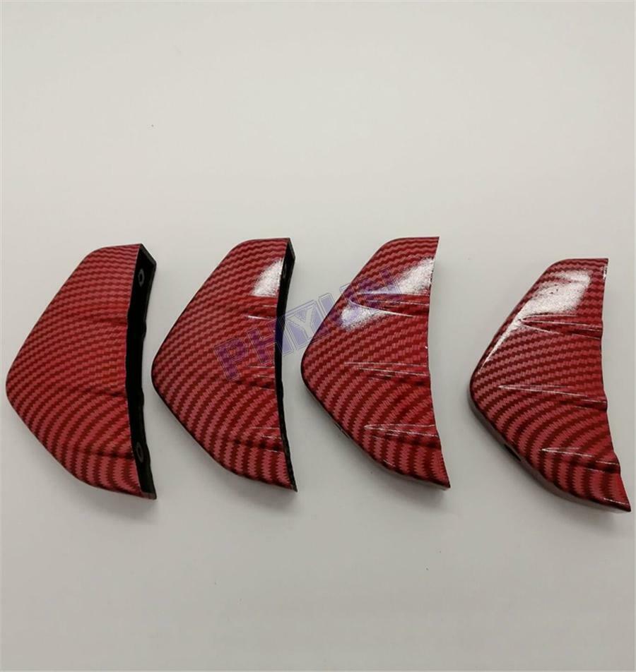 4Pcs Car Rear Bumper Lips Diffuser Carbon Fiber Shark Fin Style Protector Lips