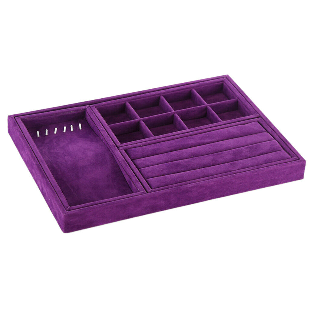 Velvet Jewelry Box Necklace Rings Display Holder Storage Organizer Purple