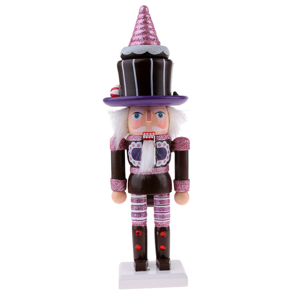 25cm Wooden Solider Nutcrackers w/ Cake Cookie Hat Christmas Decoration Ornament