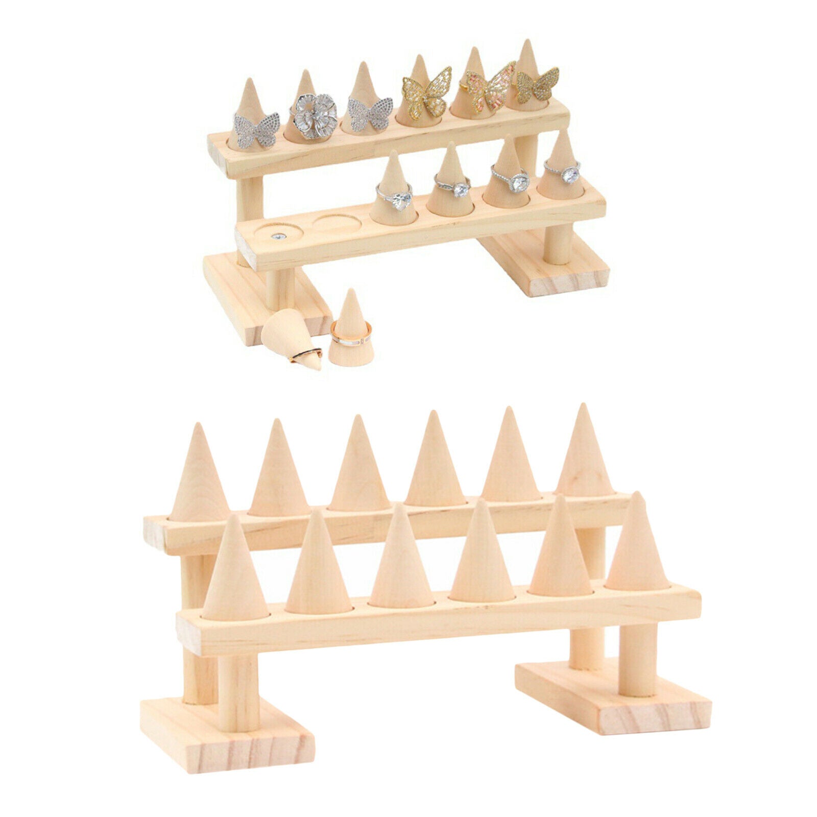 Solid Wood Finger Ring Display Decorative Display Stands for Jewelry Storage