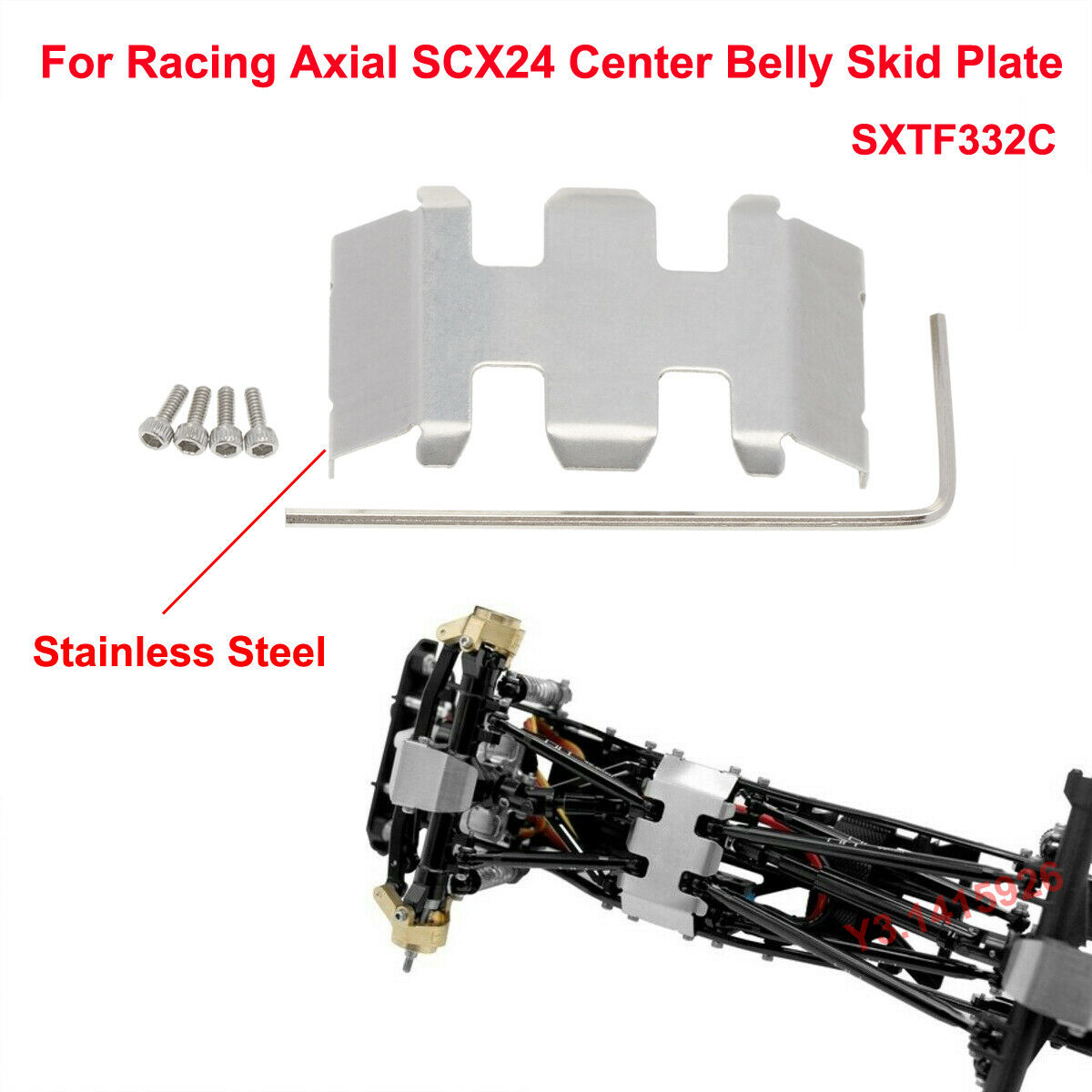 For Racing Axial SCX24 Stainless Steel Center Belly Skid Plate SXTF332C 1Pc