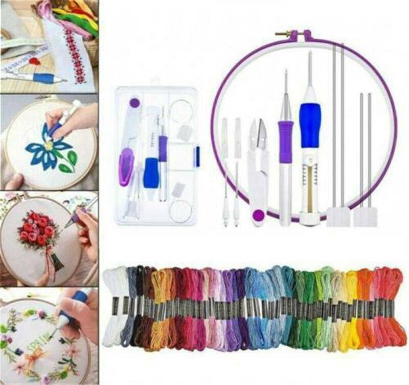 DIY Embroidery Knitting Punch Needle Pen Magic Sewing Tool Kit Thread Set USA !!