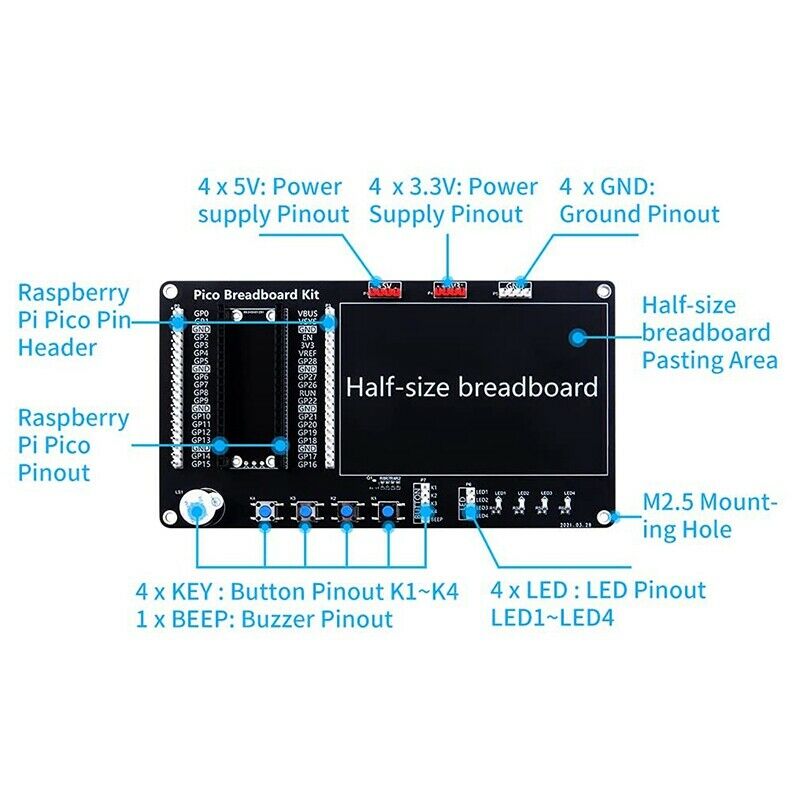 For Raspberry Pi Pico Basic Starter Kit,for Raspberry Pi Pico BreadBoard Kit wJ9