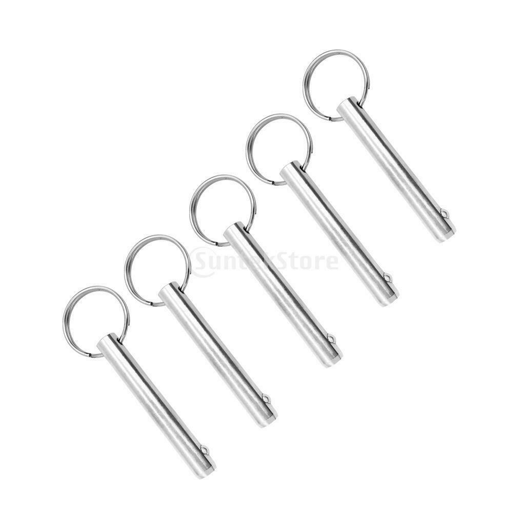 5pcs 10mm Dia Boat Top Quick Release Pull Ring Detent Pin, Stainless Steel