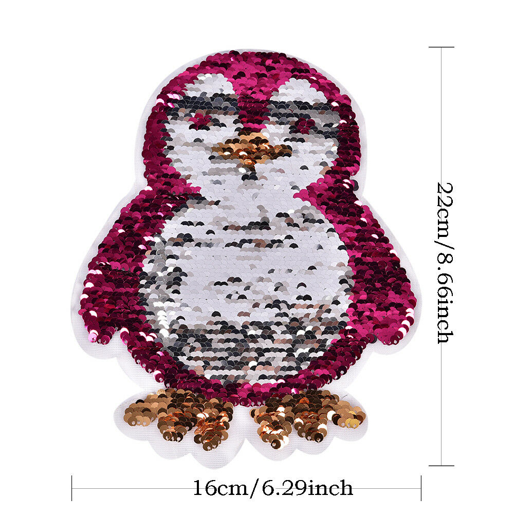 penguin Reversible Sequins Sew On Patches clothes DIY Applique BagClothing.l8