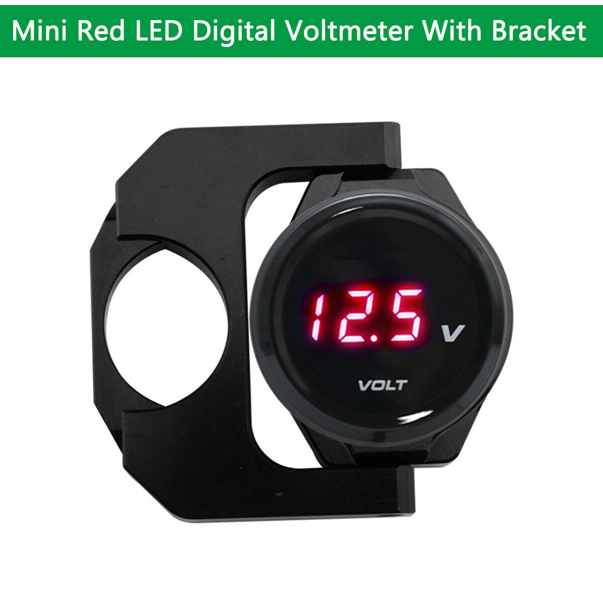 Red LED Digital Voltage Meter Gauge + Handle Bracket Holder 12V For Motorcycle