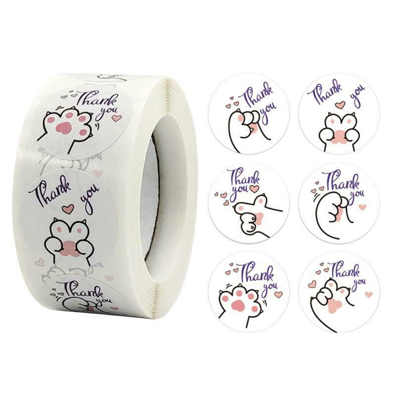 500Pieces Cute Kitten Paw Stickers Roll Cute Label for Gift Box Craft DIY Decro