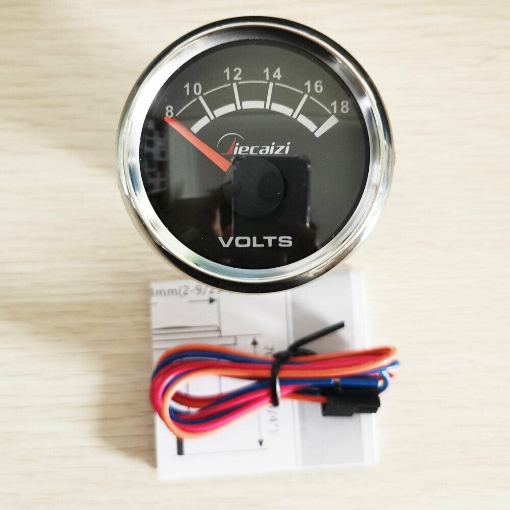 52mm 2-1/16" voltmeter 8-18V black for car truck marine universal style blue led