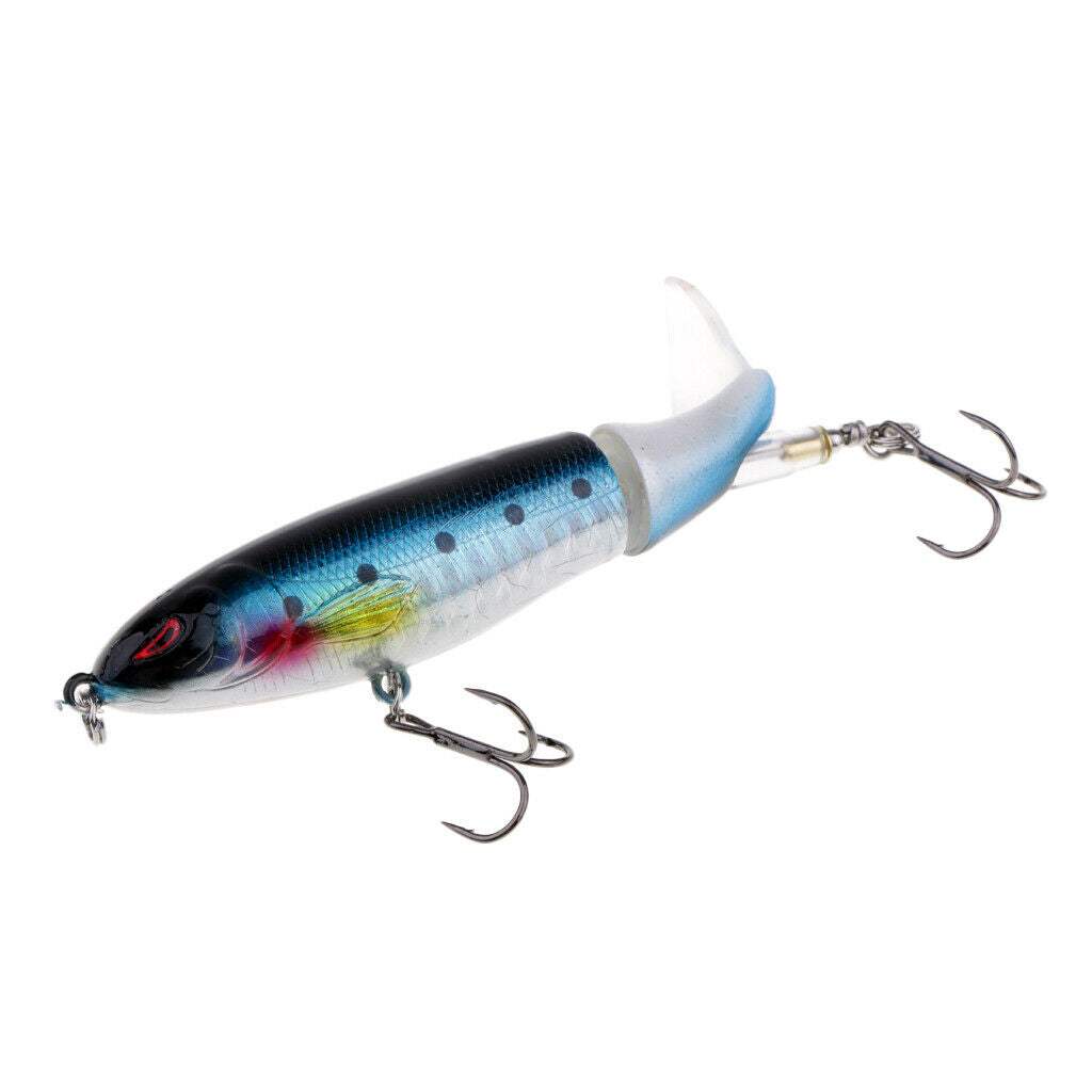 2Pcs Blue Popper Lures, Lifelike Topwater Fishing Lure Crankbaits with Plastic