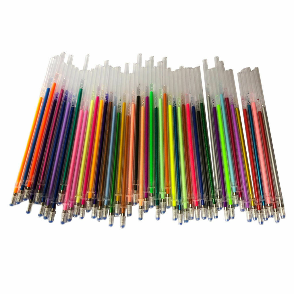 48 Colors Gel Pen Cartridges Glitter, Metallic, And Neon Easy Replacement 0.8mm
