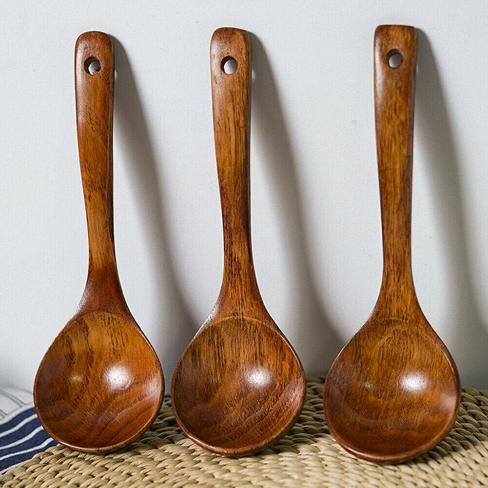 Long Handled Wooden Soup Spoons Bamboo Kitchen Cooking Utensil Tools Spoon Wood.