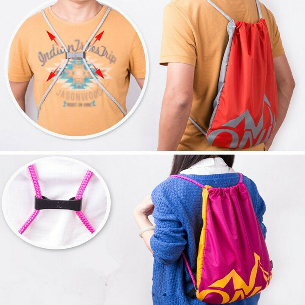 Waterproof Drawstring Bag Sack Backpack Nylon RuckSack Storage Pouch Purple