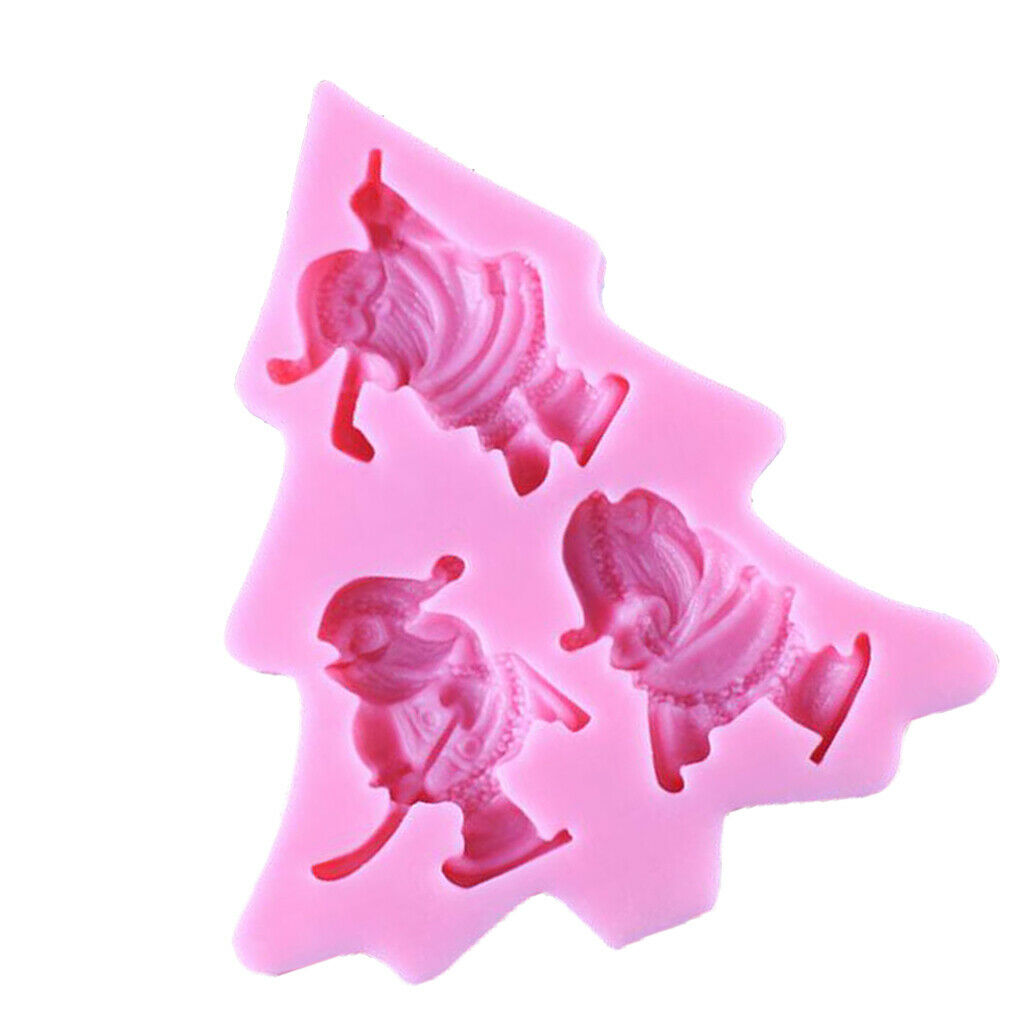 Silicone Christmas Skiing Santa Mold for Fondant Cake Making Baking Tool