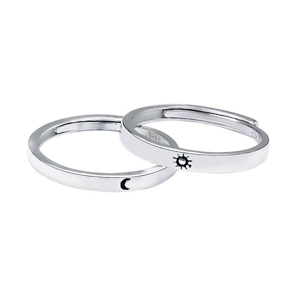 Sun and Moon Couple Rings Copper Polish Adjustable Lovers Ring  Girl Boy friend