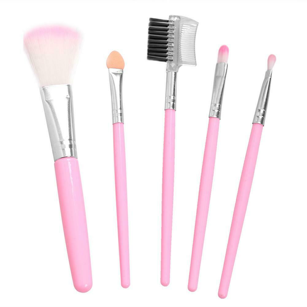 5pcs Blusher Foundation Powder Eyeshadow Eyebrow Lip Makeup Brushes Set Kit @