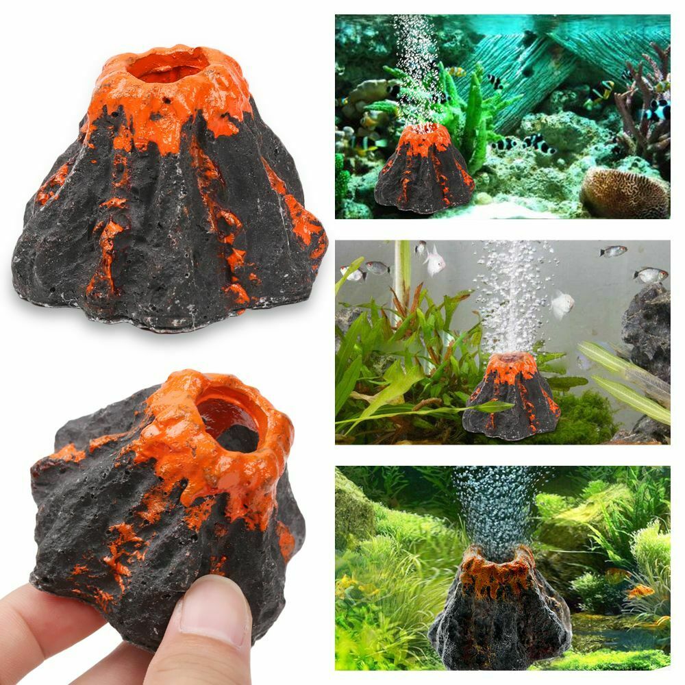 Fish Tank Ornament Decorations Air Bubble Stone Oxygen Pump Volcano Shape
