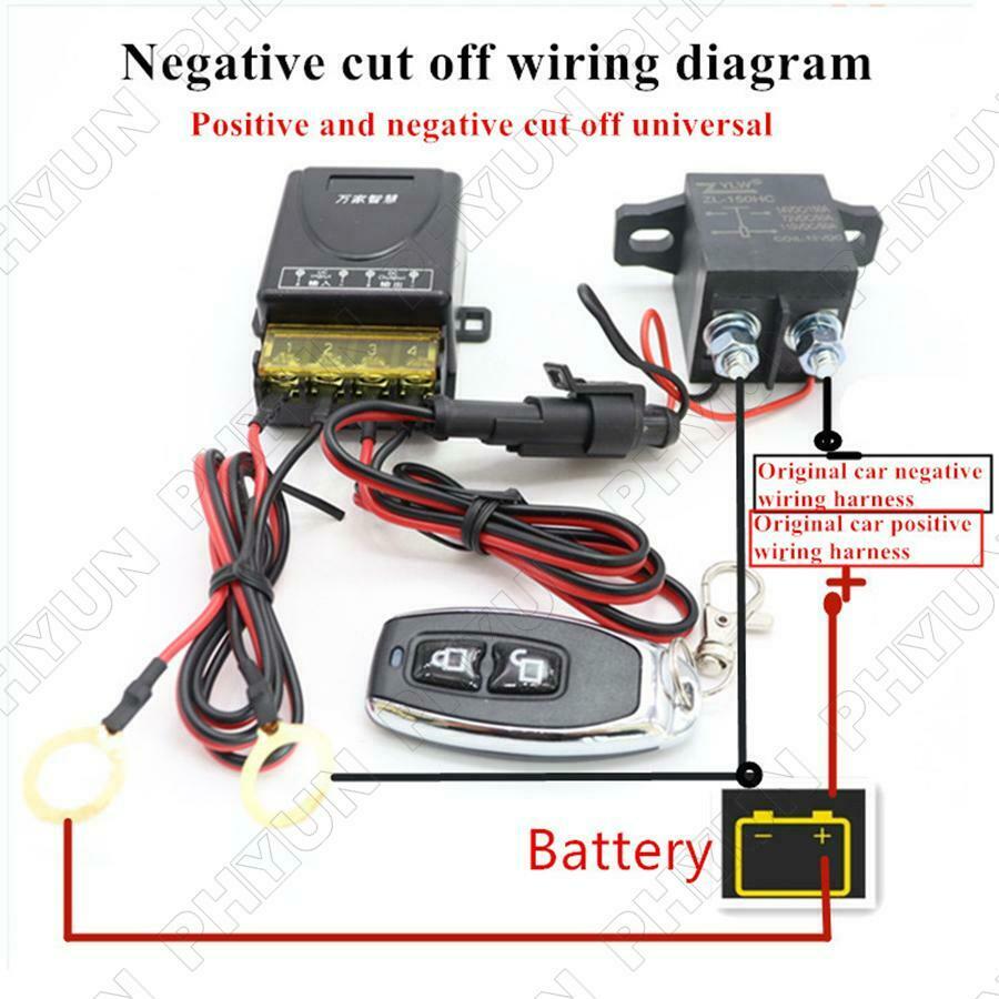 Integrated Wireless Remote 12V Car Battery Disconnect Cut Off Master Switch Kit
