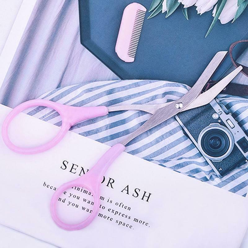 Stainless Steel Eyebrow Scissors with Comb Curved Trimmer Grooming Beauty Tools