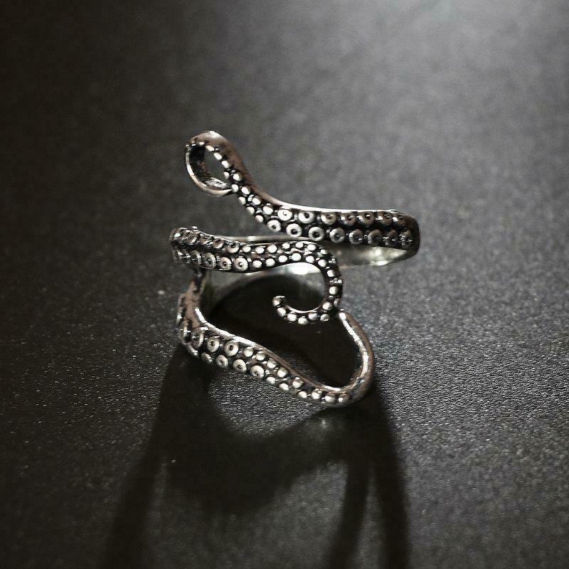 Titanium Steel Gothic Deep Sea Squid Octopus Ring Fashion Jewelry Adjustable