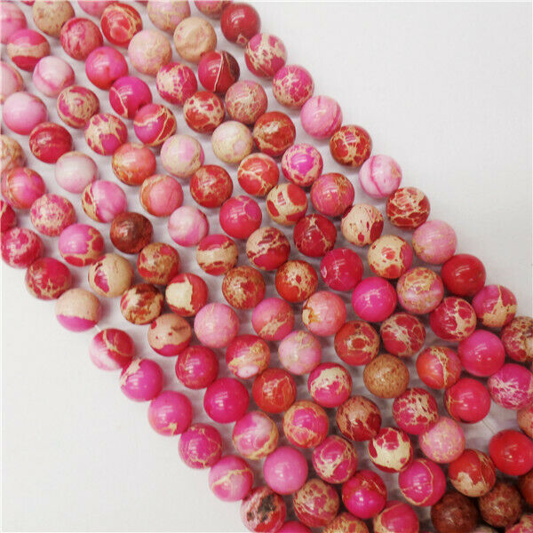 1 Strand 6mm Rose Sea Sediment Jasper Rondelle Round Ball Beads 15.5inch HH8902