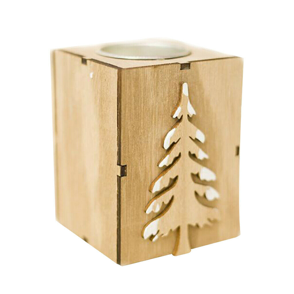 Christmas Wood Tealight Candle Holder/Wooden Candlestick Home Decor Tree
