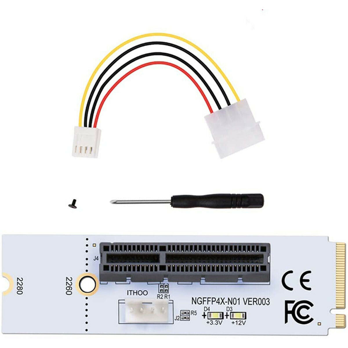 2 Set PC & Metal White 80x23mm NGFF M2 Key Adapter Card Support Windows System