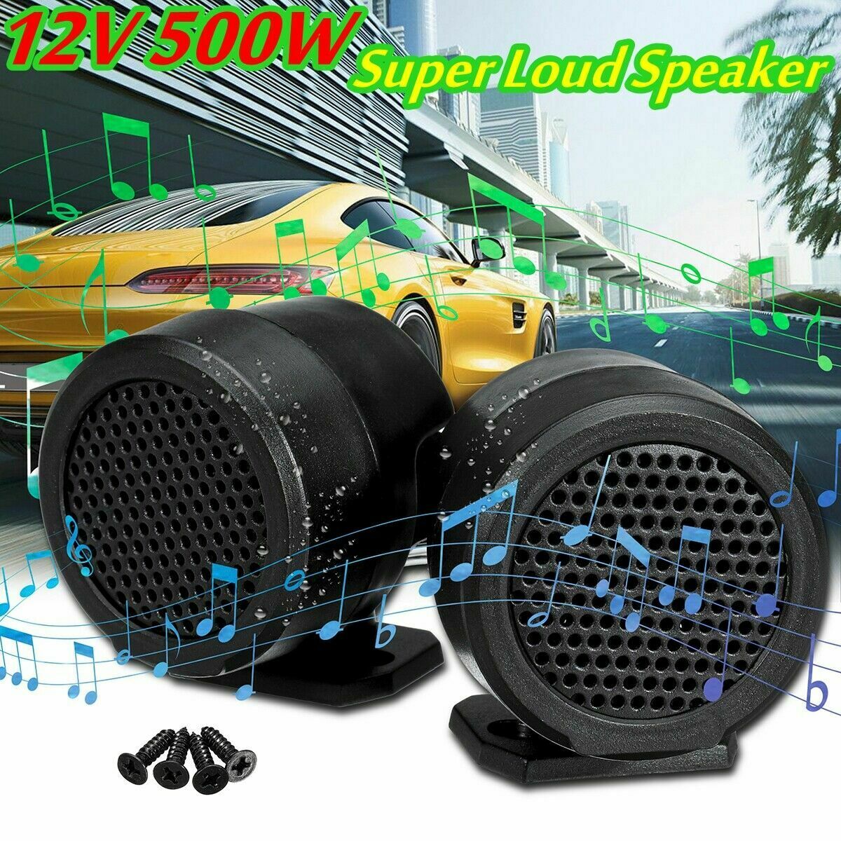 1Pair 12V 500W Car Audio Music Stereo Super Sound High Tweeter Speaker Universal