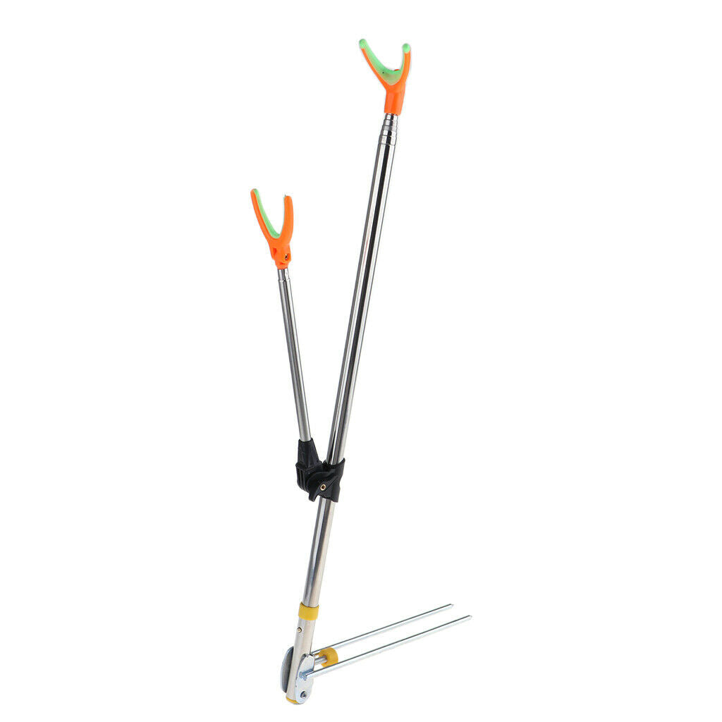 Stainless Steel Telescopic Fishing Rod Holder Rod Ground Support Stand 2.4m