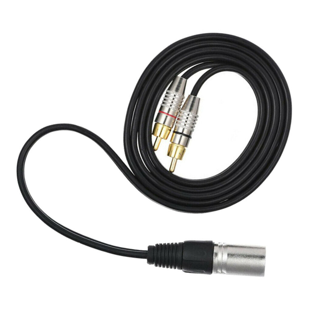 2X Double RCA Male to XLR Male Audio Cable Splitter Connector Adapter Cord 5M