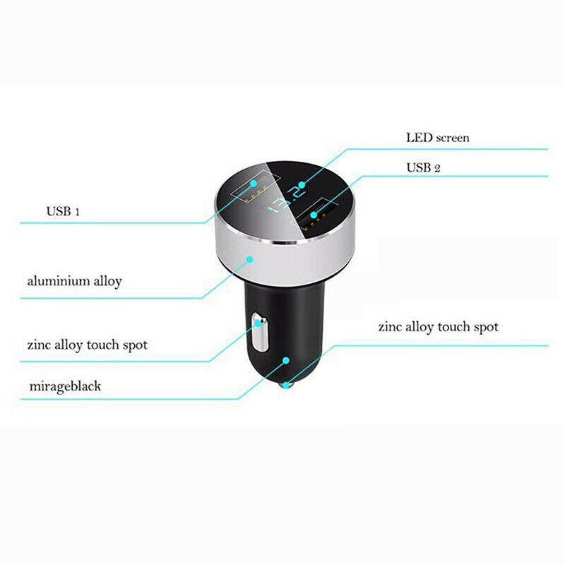 3.1A Dual USB Port Digital Car Cigarette Charger Lighter 12V/24V LED Voltmeter