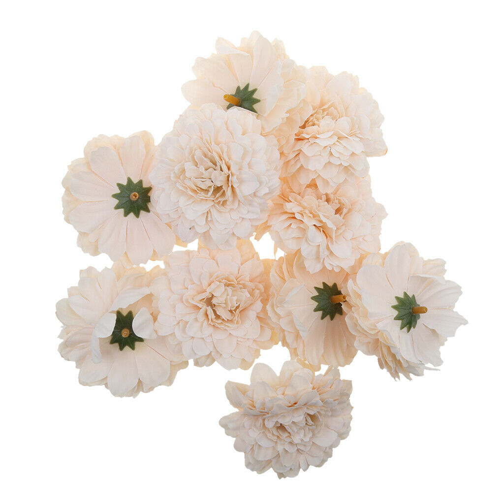 10pcs Artificial Silk Daisy Flower Heads Craft Wedding Decor White