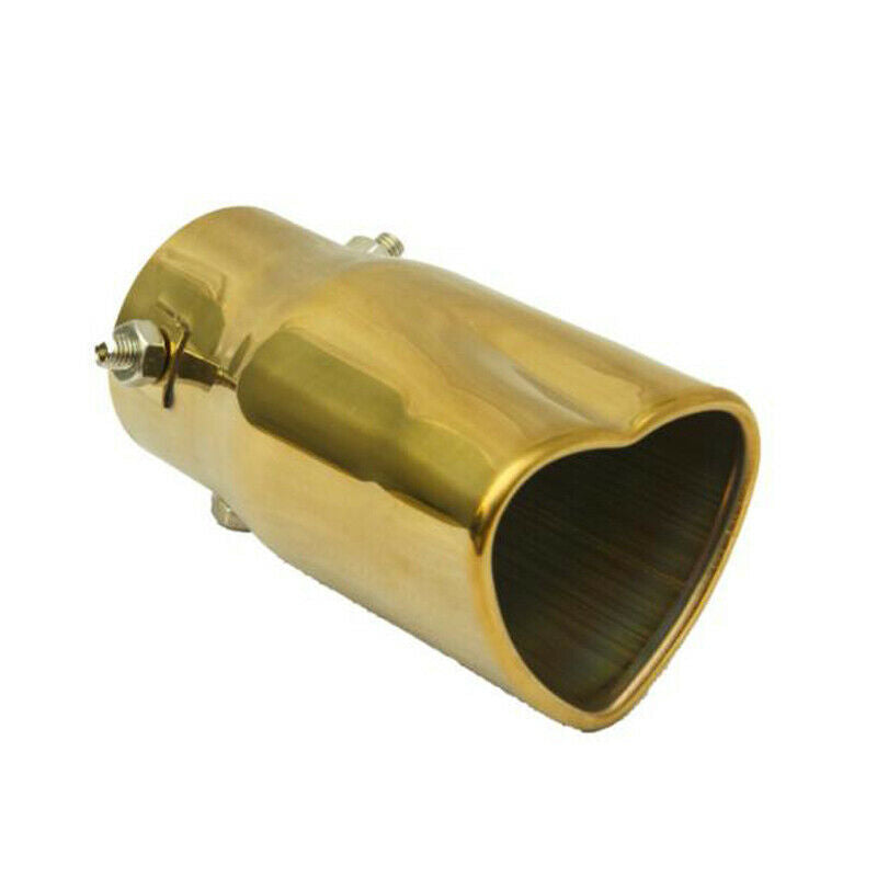 63mm 2.5" Inlet Heart Shaped Car Golden Exhaust Tip Tail Pipe Stainless Steel