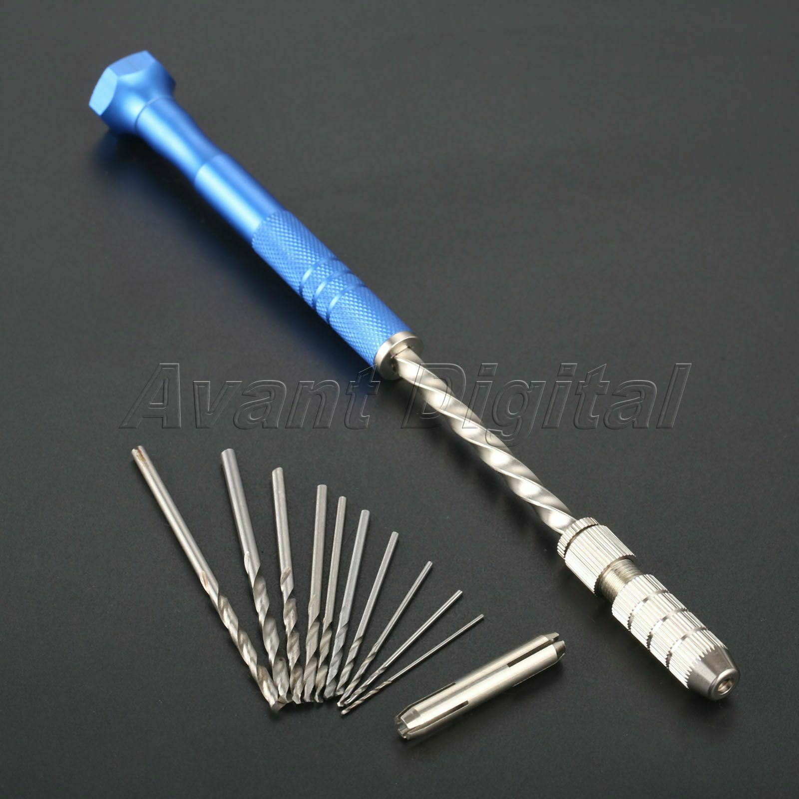Semi Automatic Spiral Hand Push Drill  Pin Vise Chuck & 10x Micro Drill Bits 1x